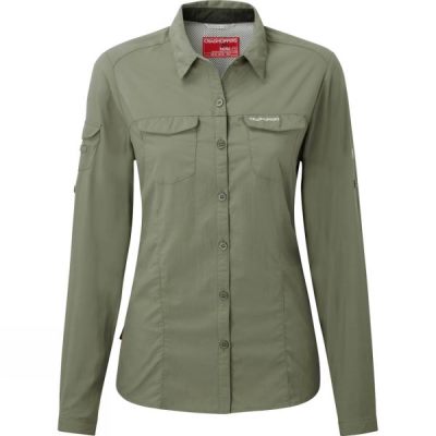 Camisa Craghoppers NosiLife Adventure Manga Larga Mujer Verde Oliva - Chile DVC674839